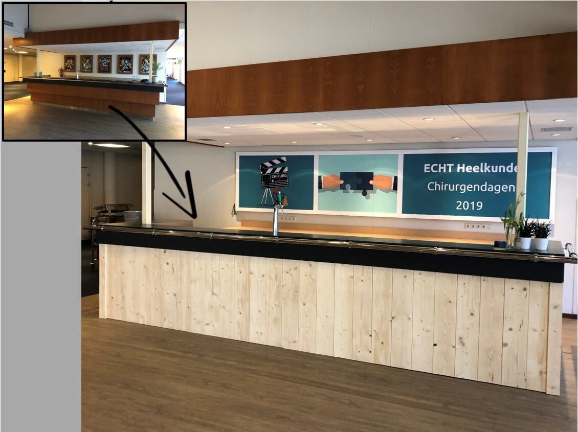 maatwerk ombouw bar en afbeeldingen aan de wand